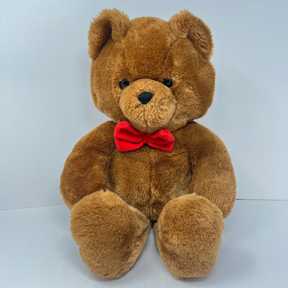 Dakin Heart Throb Bear 9 in Brown Vintage 1984 Plush Red Bow Heart Accent‎